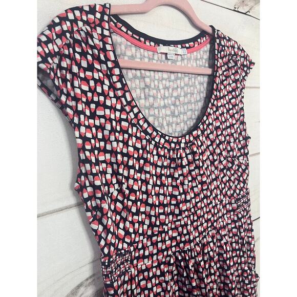 Boden Women's Cap Sleeve Gathered Waist Dress Navy Pink‎ White Print Size 12 - Picture 6 of 6